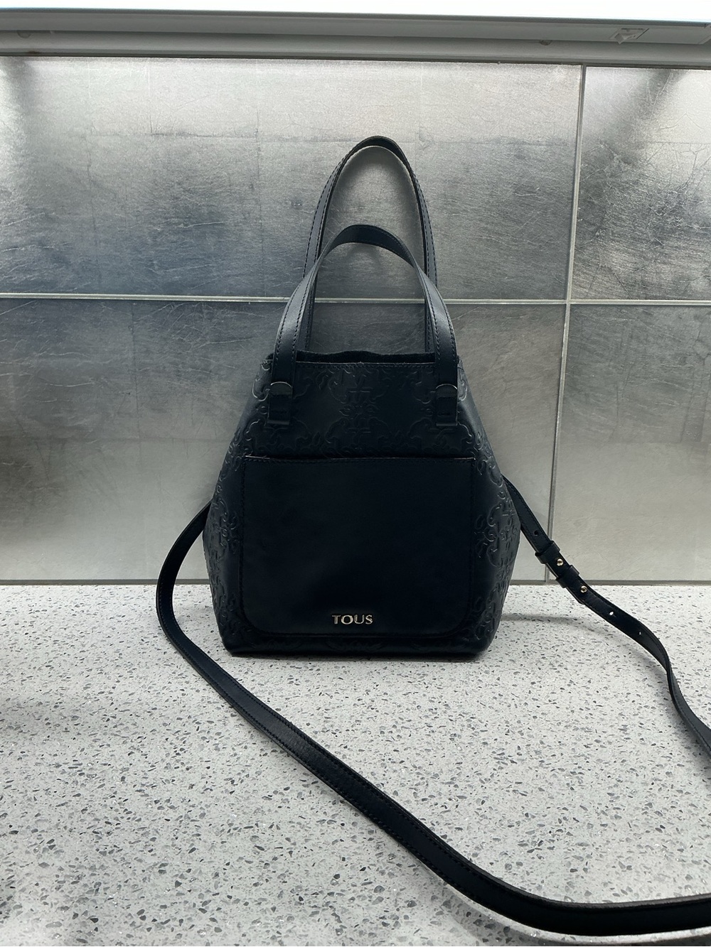 Unusual Midnight Navy Blue Tous Bucket / Crossbody Bag - Excellent Condition!